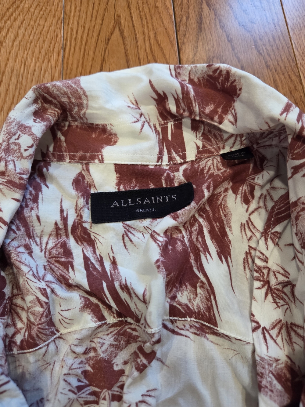 AllSaints White and Rust Floral Button-Up Top